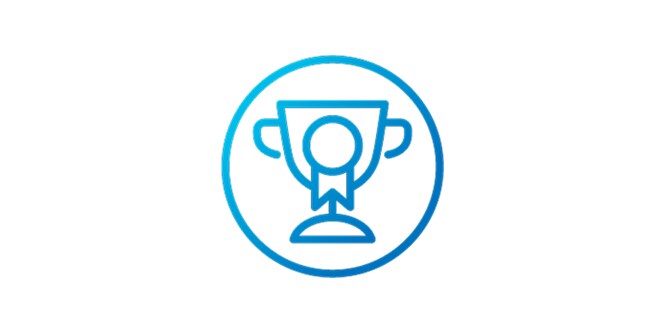 pictogram van een trofee met lint
