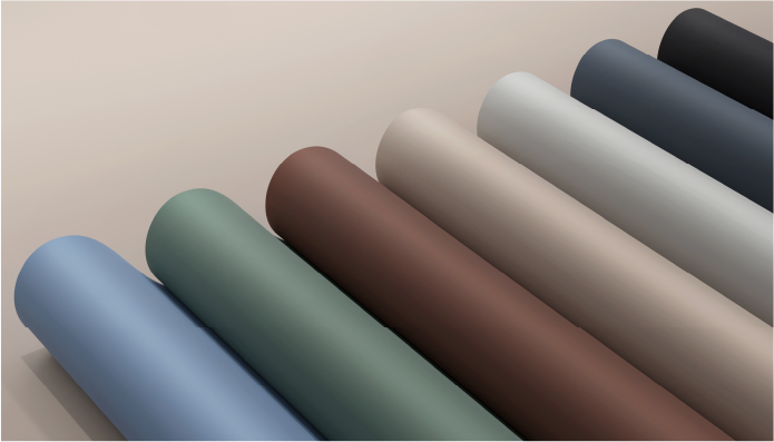Rollen architecturale folies met gedurfde kleuren in aardetinten
