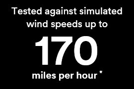 Getest bij gesimuleerde windsnelheden tot 274 km per uur.