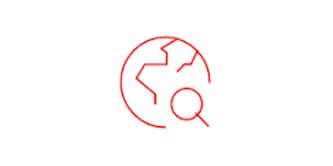 Pictogram van een aardbol met een vergrootglas
