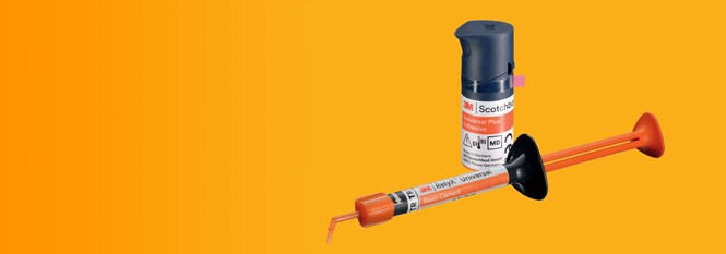 3M™ RelyX™ Universal Composietcement en 3M™ Scotchbond™ Universal Plus Adhesief.
