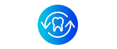 Pictogram van een tand en pijlen

