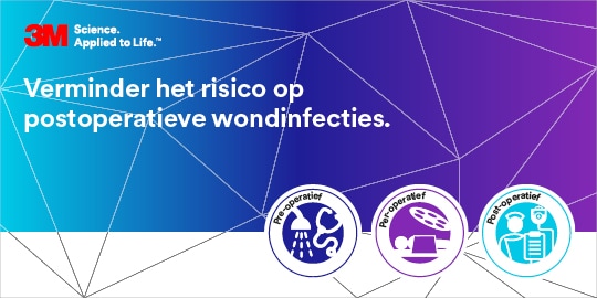 Infographic met drie pictogrammen: Preoperatief, Intraoperatief en Postoperatief
