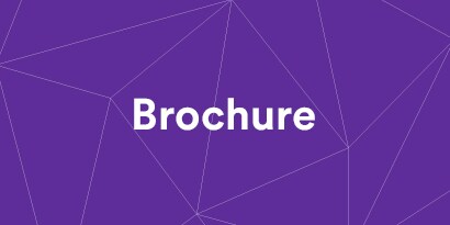 Paarse afbeelding met het woord brochure
