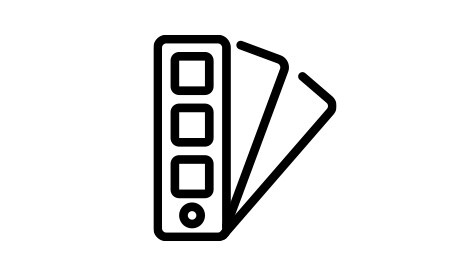 pictogram van uitgewaaierd stalenboek
