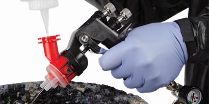Accuspray HGP in gebruik
