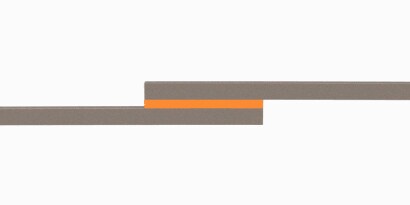 Lijmverbindingen ontwerpen voor energieoverdracht. Afbeelding van een overlapverbinding.
