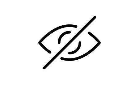 pictogram van een oog met lijn erdoorheen
