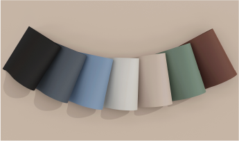 Architecturale folies in gedurfde kleuren op een neutrale achtergrond
