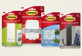 Een assortiment van Command™ haken en strips