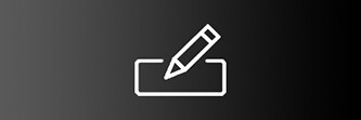 Zwarte achtergrondafbeelding met een pen- en papierpictogram in het wit
