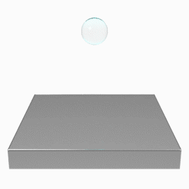 Een animatie die het verband tussen bevochtigen en oppervlakte-energie illustreert. Een druppel water maakt contact met een oppervlak en verspreidt zich over het oppervlak.