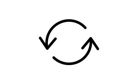 Pictogram van twee pijlen in een cirkel
