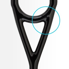 Close-up laat de buizen aan de achterzijde zien in een Y-vorm die het koppelstuk van een 3M Littmann stethoscoop vormen.
