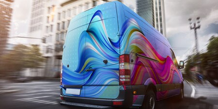 Autowrap-kleuren op een busje
