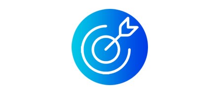 pictogram met een doelwit met een pijl en een vinkteken
