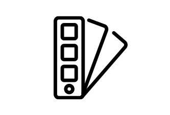Pictogram van waaierboek met sample van chip
