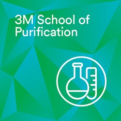 Groene banner met vial pictogram, inclusief de tekst 3M School of Purification
